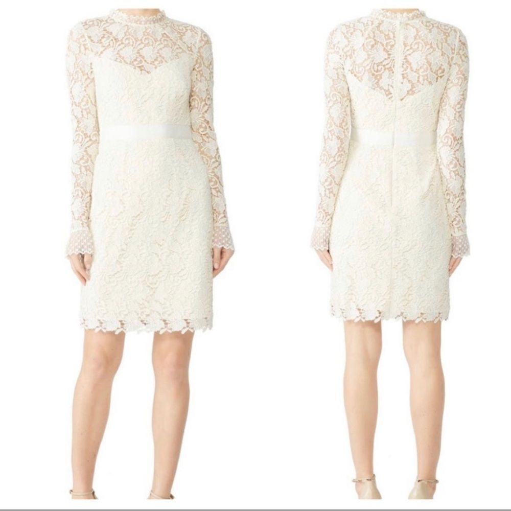 ML Monique Lhuillier Ivory Lace Sheath Dress